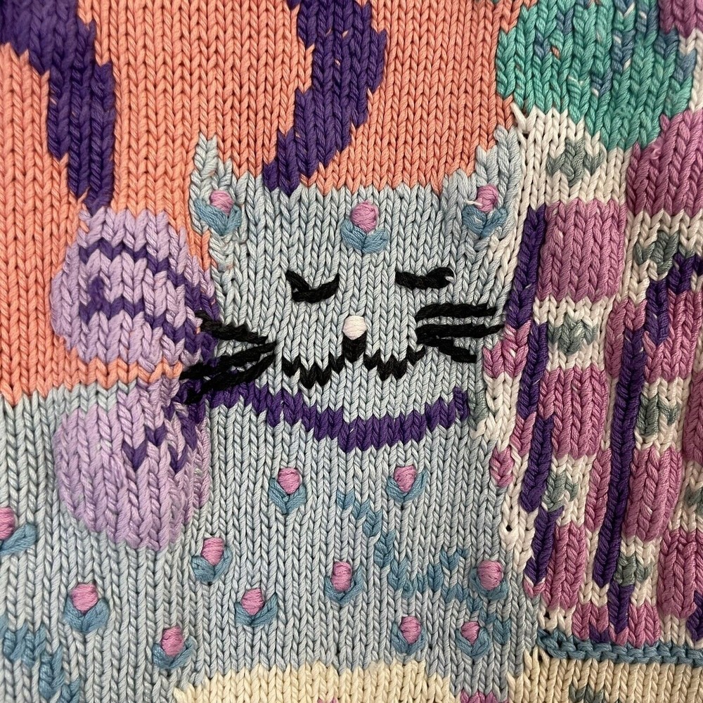 BEREK VINTAGE CAT Cardigan Sweater WOMEN'S SIZE Large Ribbon - Picture 4 of 8